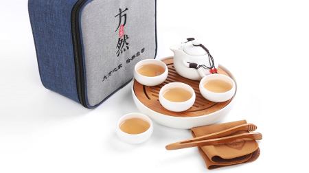 旅行茶具套裝茶盤干泡盤亞光釉一壺四杯